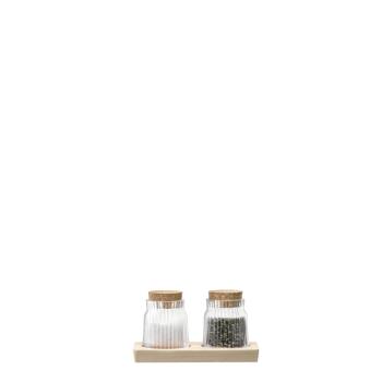 L.S.A. | G1623-07-304 | Gio Line Container Set and Cork Stoppers and Beech Base 8.5 cm