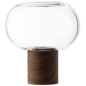 L.S.A. | G1718-21-301 | Oblate Vase H21,5 cm/ø 19,5 cm Clear/Walnut **