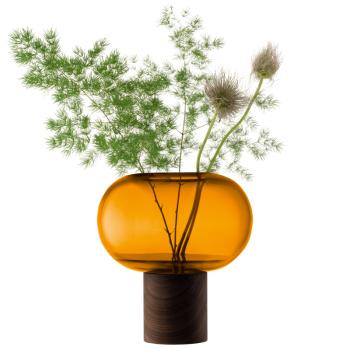 L.S.A. | G1718-21-835 | Oblate Vase H21,5 cm/ø 19,5 cm Amber/Walnut **