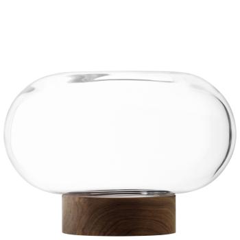 L.S.A. | G1718-19-301 | Oblate Vase/Lantern H19,5 cm/Ø28 cm Clear/Walnut **