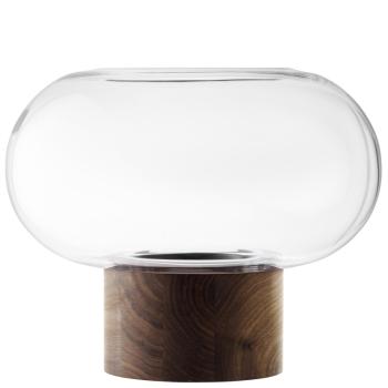 L.S.A. | G1718-28-301 | Oblate Vase/Lantern H28 cm/Ø35 cm Clear/Walnut **