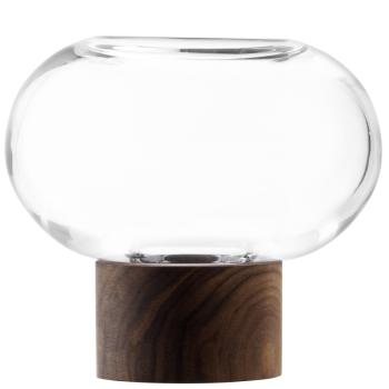 L.S.A. | G1718-13-301 | Oblate Vase H13,5 cm/ø 15 cm Clear/Walnut **