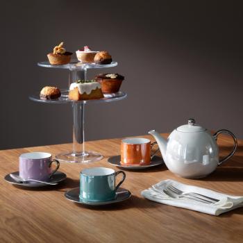 L.S.A. | P055-01-385 | Palazzo Coffee Cup & Saucer 100 ml Pearl/Platinum