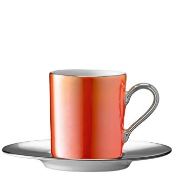 L.S.A. | P055-01-386 | Palazzo Coffee Cup & Saucer 100 ml Burnt Organe/Platinum