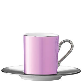 L.S.A. | P055-01-387 | Palazzo Coffee Cup & Saucer 100 ml Raspberry/Platinum