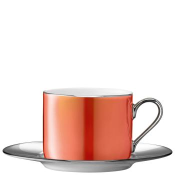 L.S.A. | P034-11-386 | Palazzo Teacup & Saucer 250 ml Burnt Organe/Platinum