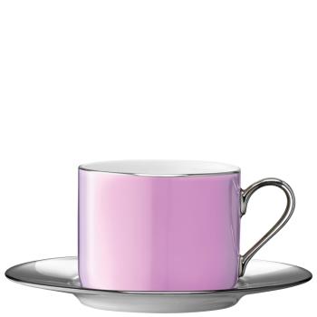 L.S.A. | P034-11-387 | Palazzo Teacup & Saucer 250 ml Raspberry/Platinum