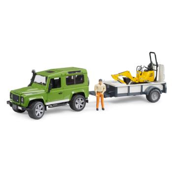 02593 | Land Rover Defender With Trailer, JCB Excavator And Man