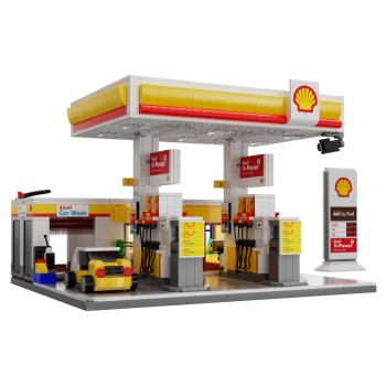 Preview: C66026W | Shell Gas Station with Shop and Carwash
