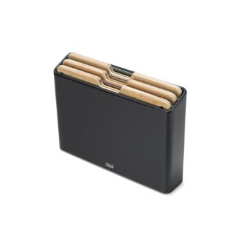 Joseph Joseph | 1000077 | Folio™ Steel Bamboo Set Of 3 Chopping Boards With Stainless-Steel Case (Carbon Black)