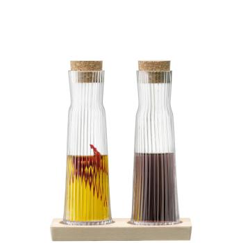LSA | G1622-07-304 | Gio Line Bottle Set And Cork Stoppers And Beech Base 200ml