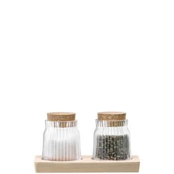 LSA | G1623-07-304 | Gio Line Container Set And Cork Stoppers And Beech Base 8.5cm