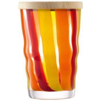 LSA | G1790-20-645 | Folk Storage Jar With Wooden Lid H 20cm Orange/Red/Yellow