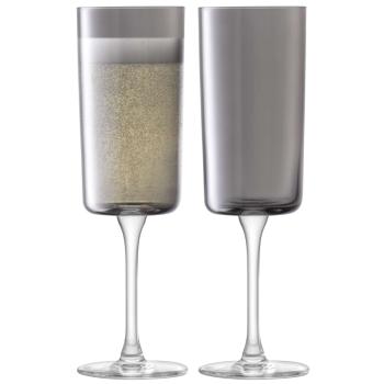 LSA | G1768-07-689 | Lunar Champagne Flute 210ml Grey Set Of 2 Pieces