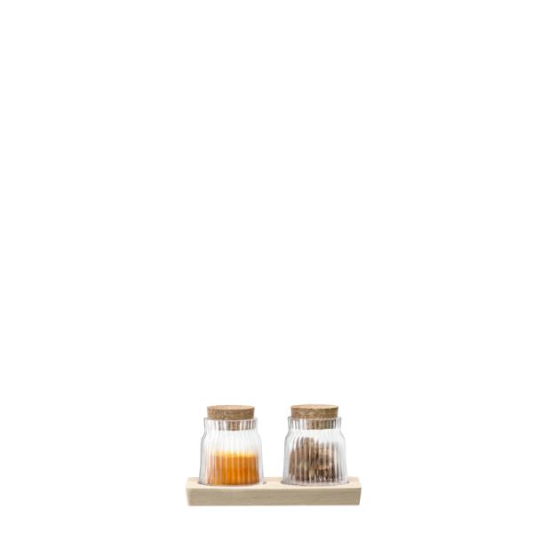 L.S.A. | G1623-07-304 | Gio Line Container Set and Cork Stoppers and Beech Base 8.5 cm