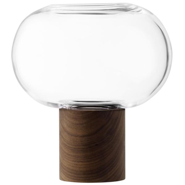L.S.A. | G1718-21-301 | Oblate Vase H21,5 cm/ø 19,5 cm Clear/Walnut **