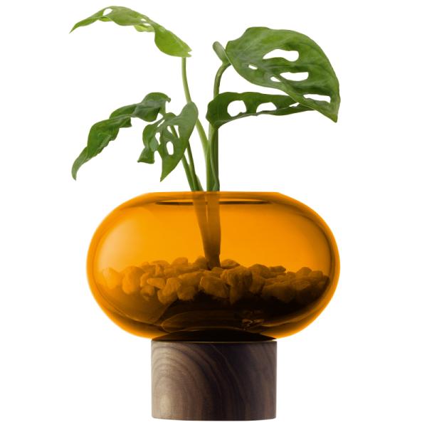 L.S.A. | G1718-13-835 | Oblate Vase H13,5 cm/ø 15 cm Amber/Walnut **