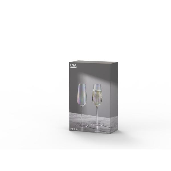 L.S.A. | G1332-09-401B | Pearl Champagne Flute 8oz Mother of Pearl x 2