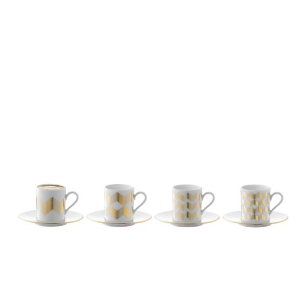 L.S.A. | G008-01-992 | Chevron Coffee Cup & Saucer 100 ml Assorted Set of 4 Pieces