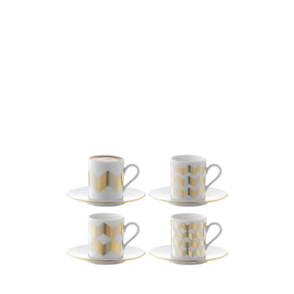 L.S.A. | G008-01-992 | Chevron Coffee Cup & Saucer 100 ml Assorted Set of 4 Pieces