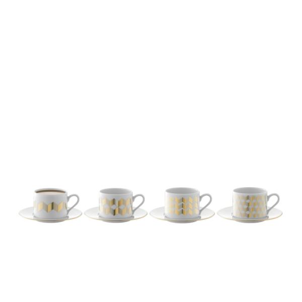 L.S.A. | G008-09-992 | Chevron Teacup & Saucer 250 ml Assorted Set of 4 Pieces