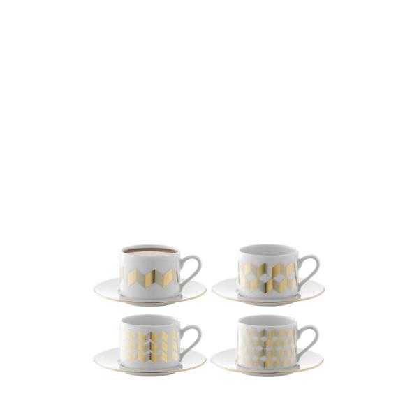 L.S.A. | G008-09-992 | Chevron Teacup & Saucer 250 ml Assorted Set of 4 Pieces