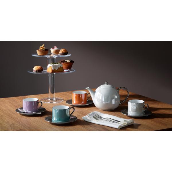 L.S.A. | P034-11-385 | Palazzo Teacup & Saucer 250 ml Pearl/Platinum