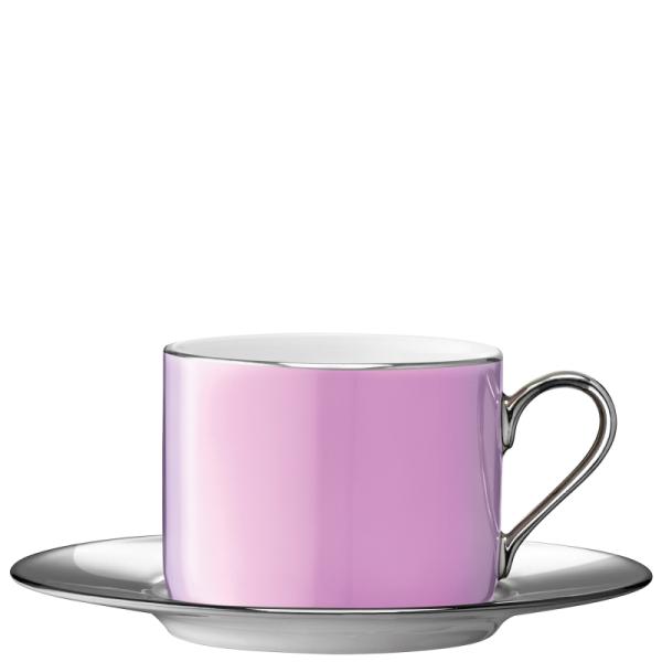 L.S.A. | P034-11-387 | Palazzo Teacup & Saucer 250 ml Raspberry/Platinum