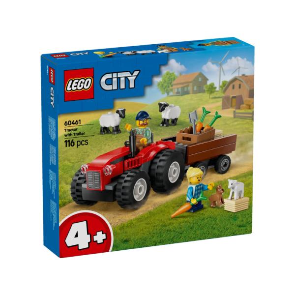 60461 | Red Farm Tractor with Trailer & Sheep