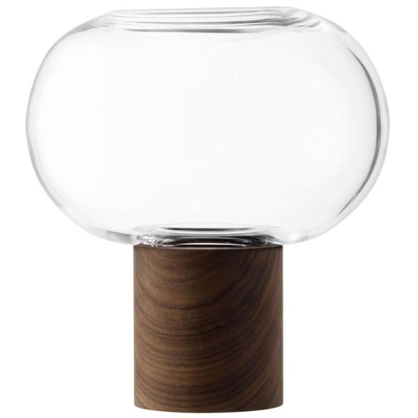 LSA | G1718-21-301 | Oblate Vase H21.5cm /Ø 19.5cm Clear/Walnut