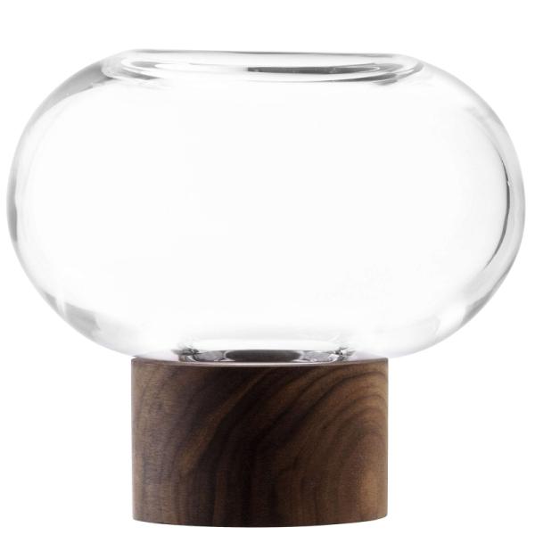 LSA | G1718-13-301 | Oblate Vase H13.5cm /Ø 15cm Clear/Walnut