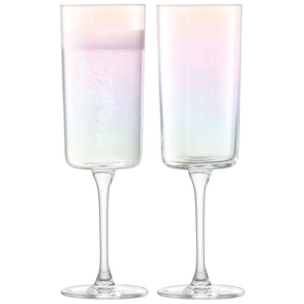 LSA | G1768-07-916 | Iridescence Champagne Flute 210ml Set Of 2 Pieces Mother Of Pearl