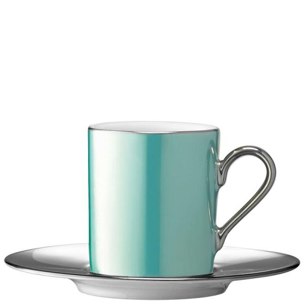 LSA | P055-01-388 | Palazzo Coffee Cup & Saucer 100ml Sea Green/Platinum