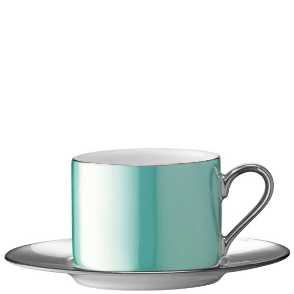 LSA | P034-11-388 | Palazzo Teacup & Saucer 250ml Sea Green/Platinum